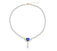 Dishowme Collana con ciondolo a forma di cuore, in stile vintage, con corna di cervo, per donne e donne, Taglia unica, Metallo Strass metallo strass Perla artificiale, Nessuna pietra preziosa