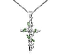 Dishowme Collana con ciondolo croce infinito Collana con crocifisso a forma di cuore in cristallo Collana religiosa cristiana fortunata 8 gioielli per donne ragazze adolescenti (Argento A)