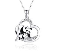 Dishowme Collana con pendente a forma di elefante di panda di cristallo Collana con girocollo a forma di cuore di ape girasole Gioielli a catena per ragazze adolescenti (Panda)