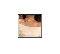 Dishowme Collana girocollo con fiore di perle Collana di perle finte francesi con catena Gioielli vintage intrecciati a mano per donne e ragazze (Argento A)
