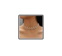 Dishowme Collana girocollo con fiori di perle intrecciate, collana con fiori e perle finte, gioiello da donna, Metallo Perle finte Metallo