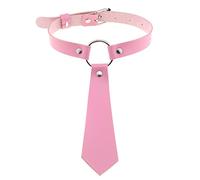 Dishowme Collana girocollo in pelle con papillon Collana con colletto a fiocco punk gotico Collana con catena Lolita carina per accessori per costumi di Halloween per ragazze da donna (Cravatta Rosa)