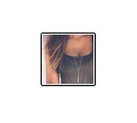 Dishowme Collana lunga con barra verticale Punk Bar Collana con pendente a forma di Y Moda catena maglione Gioielli per donne Ragazze Adolescenti (Argento)