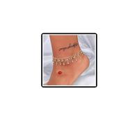 Dishowme Crystal Lariat Circle Cavigliera Bracciale Boho Strass Diamante Nappe Piede Catena Spiaggia Sandali a piedi nudi Gioielli per donne Ragazze (Oro)
