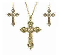 Dishowme Set di 3 orecchini a forma di croce gotica, stile vintage, punk, vampiro, crocifisso, per donne e donne religiose cristiane, Taglia unica, Lega di acciaio, Nessuna pietra preziosa