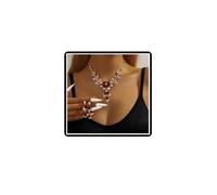 Dishowme Set di collana e orecchini con fiore di cristallo, set di gioielli da sposa floreale a goccia con strass pendenti collana per donne sposa damigelle d'onore, Misura unica, Strass Lega di