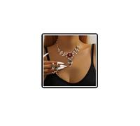 Dishowme Set di collana e orecchini con fiore di cristallo, set di gioielli da sposa floreale a goccia con strass pendenti collana per donne sposa damigelle d'onore, Misura unica, Strass Lega di