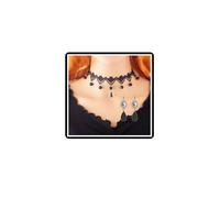 Dishowme Set di collana e orecchini in velluto di cristallo, stile gotico, con collare, collana e collana girocollo nero da vampiro, set di gioielli da, Misura unica, Strass Metallo, Nessuna pietra
