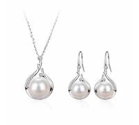Dishowme Set di gioielli da donna con collana e orecchini con perle sintetiche e cristalli