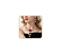 Dishowme Set di Orecchini e Collana con Fiori di Cristallo, Gioielli da Sposa, Orecchini a Goccia con Strass in Stile Floreale, Collana per Donna, Sposa, Dama di Onore, One Size, Strass Metallo