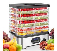 Disidratatore alimentare, 8 piani essiccatore per alimenti, controllo della temperatura da 42 a 70 °C e timer di 72 ore, 400 W, 3 velocità temperatura, disidratatore per frutta e verdura (Silvery)