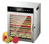 Disidratatore alimentare 800 W con 12 vassoi, temperatura regolabile 30-90 ℃, timer 24 ore, include ricette, per carne, verdura e frutta