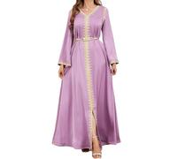 Disimlarl Abaya Ramadan, abito musulmano da donna, lungo, con lacci, stile kimono, caftano marocchino, Pnnrk, M