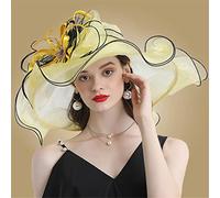 Disimlarl Cappelli da donna in organza rosa Derby da donna, per feste di tè, matrimoni, grandi e larghe