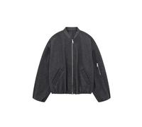 Disimlarl Giacca bomber da donna autunno/inverno misto lana tasca manica lunga cerniera cappotto versatile, grigio, S