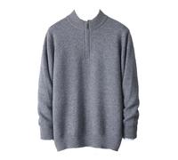Disimlarl Maglione caldo da uomo in lana merino autunno mezza cerniera maglioni collo a lupetto Pullover Business, grigio, L