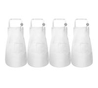 Disino 4 Pezzi Bianca Bambini Grembiule, Regolabile Grembiuli da Cotone Chef con 2 Tasche per Ragazze Ragazzi, Bambino Grembiule da Cucina per Pittura Cottura Cucinare Artigianato (7-13 Anni)