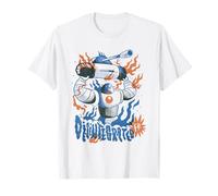 Disintegrato Retro Sci-Fi Robot Battle Art Maglietta