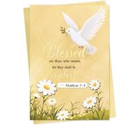DISJOURNEY Biglietti religiosi di condoglianze - colomba cristiana che pensa a te - Biglietto di condoglianze in oro laminato - Carte di scusa per la perdita con busta, 14,9 x 20,3 cm
