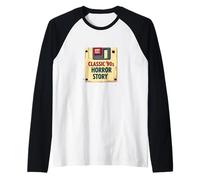 Disk Full Classic 90s Storia Horror Maglia con Maniche Raglan