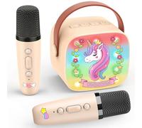 Dislocati Karaoke per Bambini con 2 Microfono Bambini Bluetooth, Regalo Bambina 3-12 Anni Microfono Wireless Karaoke Giochi Bimba 3-12 Anni Microfono Cambia Voce Giocattoli Bambina 3-12 Anni