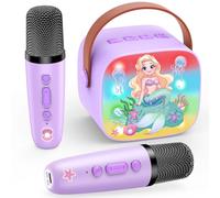 Dislocati Karaoke per Bambini con 2 Microfono Karaoke Bluetooth, Sirena Regalo Bambina 3-12 Anni Femmina Cassa con Microfono Cambia Voce Portatile Canta Tu Karaoke Giocattoli Regali Natale Bambini