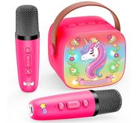 Dislocati Unicorno Bambina Regalo, Karaoke per Bambini con 2 Microfono Bambini Bluetooth Regalo di Natale Bambina 3-12 Anni Microfono Wireless Karaoke Giochi Bambina 3-12 Anni Femmina Canta Tu Karaoke