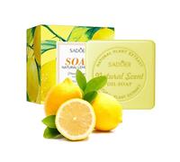 Disnace 2 Pezzi Saponetta Solido, Saponetta Naturale Bio, Sapone Fatto a Mano 100g, Sapone al Limone, Sapone Allo Zenzero, Latte di Capra Sapone Detergente, Sapone Solido Corpo (Limone)