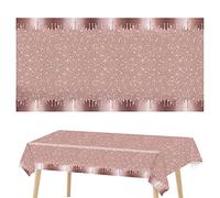 Disnace 2 Pezzi Tovaglia per Feste Rosa Frammenti di Longarone, Tovaglia di Plastica, Tovaglia per Feste, Tavolo Rettangolare Copritavol, Tovaglia per Picnic, Compleanni, Matrimoni, 137 cm x 274 cm