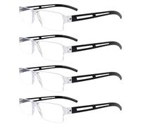 Disnace 4 Pairs Occhiali da Lettura Senza Montatura a Luce Blu, Occhiali Che Bloccano la Luce Blu, Occhiali Senza Montatura, Occhiali Rettangolari di Luce Anti Blu, Occhiali Uomini Donne (Nero, 2, x)