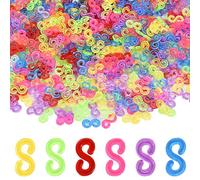 Disnace S Clip Loom Band 500pcs Chiusure Anelli in Gomma Trasparente Colorata Strumento Ricarica S Clip Loops per Braccialetti Kit Braccialetti Fai da Te Elastici con Bracciale Intrecciate (Colorato)