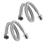 Disnace Tubo Armato Tubo di Connessione Flessibile per Rubinetto, Acciaio Inox, Prolunga per Rubinetto Miscelatore (Filettatura interna a 3 punti Filettatura esterna a 4 punti)
