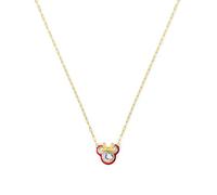 Disney 100 Minnie Mouse - Collana da donna placcata in argento e oro giallo con zirconia cubica e smalto rosa
