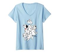 Disney 101 Dalmatians Group Shot Puppies Maglietta con Collo a V