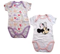 Disney 2 Body neonata Mezza Manica Americana in Cotone Minnie Nuova Collezione Art. WD101277 Rosa (18 Mesi)