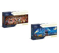 Disney 2 x 1000 pezzi Panorama puzzle Topolino e Minnie Mouse - Confezione doppia, ciascuno 98x33cm / 38x13