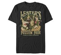 Disney A Goofy Movie-Lesters Possum Park Organic Short Sleeve T-Shirt, Black, S Unisex