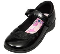 Disney A2Z 4 Scarpe da scuola per bambine con licenza ufficiale Stitch Black Patent Mary Jane con gancio e cinturino ad anello, suola antiscivolo confortevole per il ritorno a scuola, scarpe UK 8 a 1