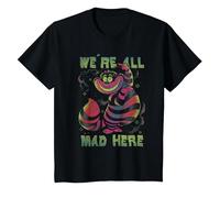 Disney Alice In Wonderland Cheshire Cat Neon All Mad Here Maglietta, Bambini, Nero, 12 anni