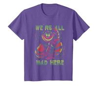Disney Alice In Wonderland Cheshire Cat Neon All Mad Here Maglietta, Bambini, Viola Mélange, 12 anni