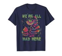Disney Alice In Wonderland Cheshire Cat Neon All Mad Here Maglietta, Uomo, Navy, S