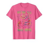 Disney Alice In Wonderland Cheshire Cat Neon All Mad Here Maglietta, Uomo, Rosa Mélange, S