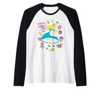 Disney Alice in Wonderland Down the Rabbit Hole Collage Maglia con Maniche Raglan
