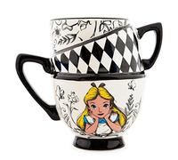 Disney Alice in Wonderland Tazza da tè impilata monocromatica in ceramica intagliata | Tazza da caffè grande senza BPA per espresso, cacao, tè