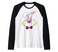 Disney Alice in Wonderland White Rabbit Big Face Costume Maglia con Maniche Raglan