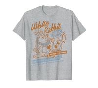 Disney Alice In Wonderland White Rabbit Vintage Maglietta, Uomo, Grigio Melange, S