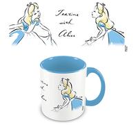 Disney Alice nel Paese delle Meraviglie Tazza (Teatime con Alice Design) Tazza in ceramica bianca 325 ml, blu all'interno, manico blu, prodotto ufficiale
