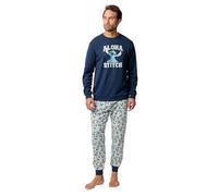 Disney Aloha Stitch - Pigiama a maniche lunghe, da uomo, Marino, M