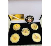 Disney Anniversario Fantasia Micky & Minnie Mouse Collezione Placcato Oro Coins