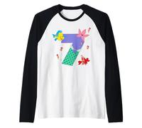 Disney Ariel Numbers "7" Seventh 7th Birthday Party Gift Maglia con Maniche Raglan